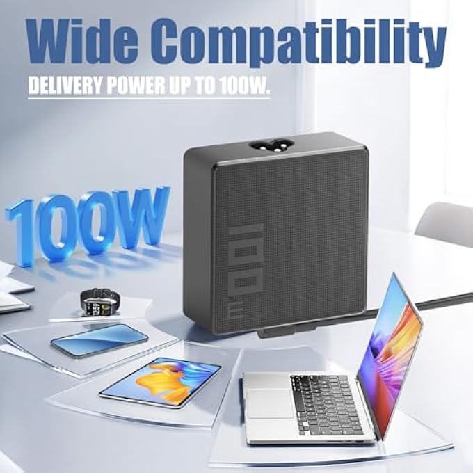 rayihni محول AC USB-C بقوة 100 واط متوافق مع شاحن ASUS ROG ALLY X و LEGION GO S و MSI CLAW لجهاز الألعاب المحمول، قاعدة ROG FLOW X13 GV301 GV302 Z13 GZ301 وزينبوك 14 14X وزيفيروس M16 GU604 GU604VI لابتوب - Image 3