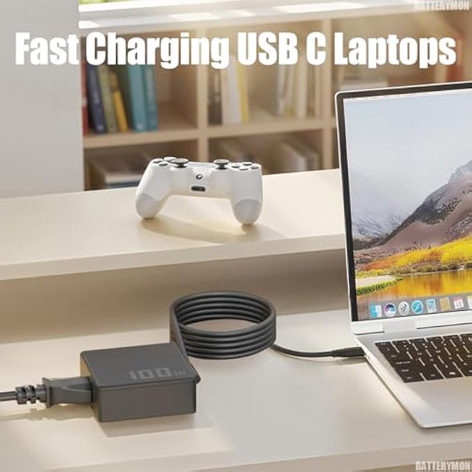 rayihni محول AC USB-C بقوة 100 واط متوافق مع شاحن ASUS ROG ALLY X و LEGION GO S و MSI CLAW لجهاز الألعاب المحمول، قاعدة ROG FLOW X13 GV301 GV302 Z13 GZ301 وزينبوك 14 14X وزيفيروس M16 GU604 GU604VI لابتوب - Image 2