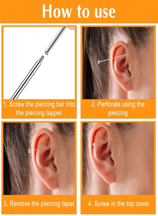 Telooco 10 Pcs Piercing Taper Piercing Ball Grabber Tool for Changing Jewelry - 12G 14G 16G 18G 20G Stainless Steel Flat Back Earring Insertion Tool Body Piercing Kit for Ear Nose Lip Navel Eyebrow - Image 4
