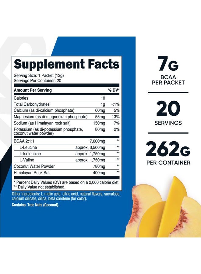Nutricost BCAA+ Hydration Peach Mango Flavor (20 Stickpacks) - Branched Chain Amino Acids with Hydration Complex - Gluten-Free, Non-GMO - Image 2