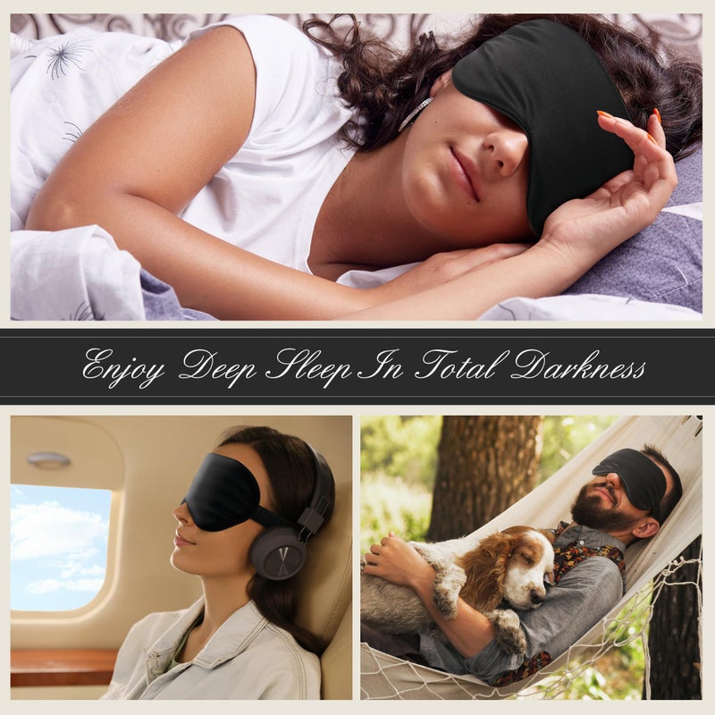 BOKOR Silk Sleep Mask, Eye Mask for Sleep, Mulberry Silk Luxury Eye Cover, Light-Blocking, Skin-Friendly & Lightweight, Reduces Puffy Eyes - with Travel Bag & Gift Package - Black - Image 5