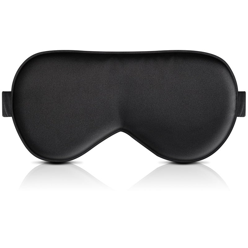 BOKOR Silk Sleep Mask, Eye Mask for Sleep, Mulberry Silk Luxury Eye Cover, Light-Blocking, Skin-Friendly & Lightweight, Reduces Puffy Eyes - with Travel Bag & Gift Package - Black - Image 2