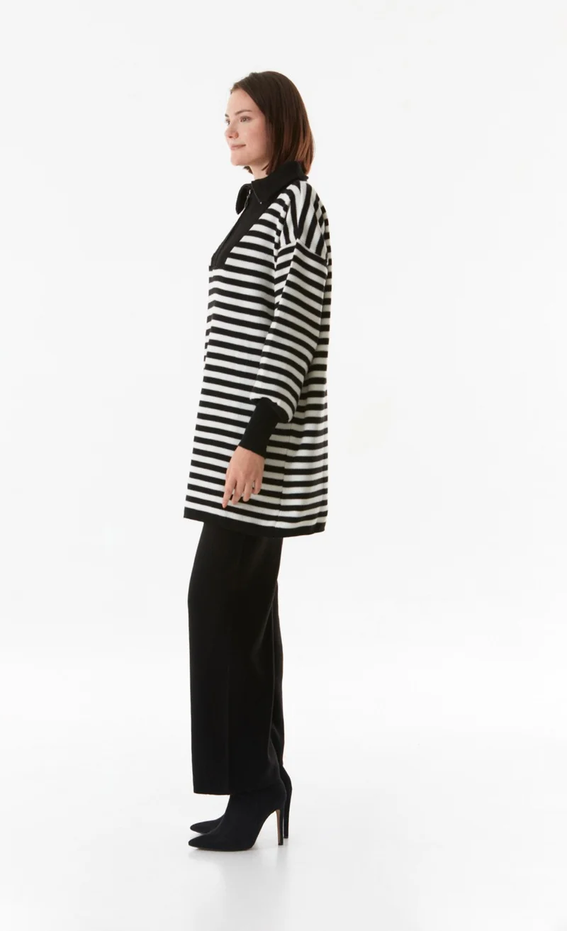 فولامودا Striped Half Zipper Knitwear Set