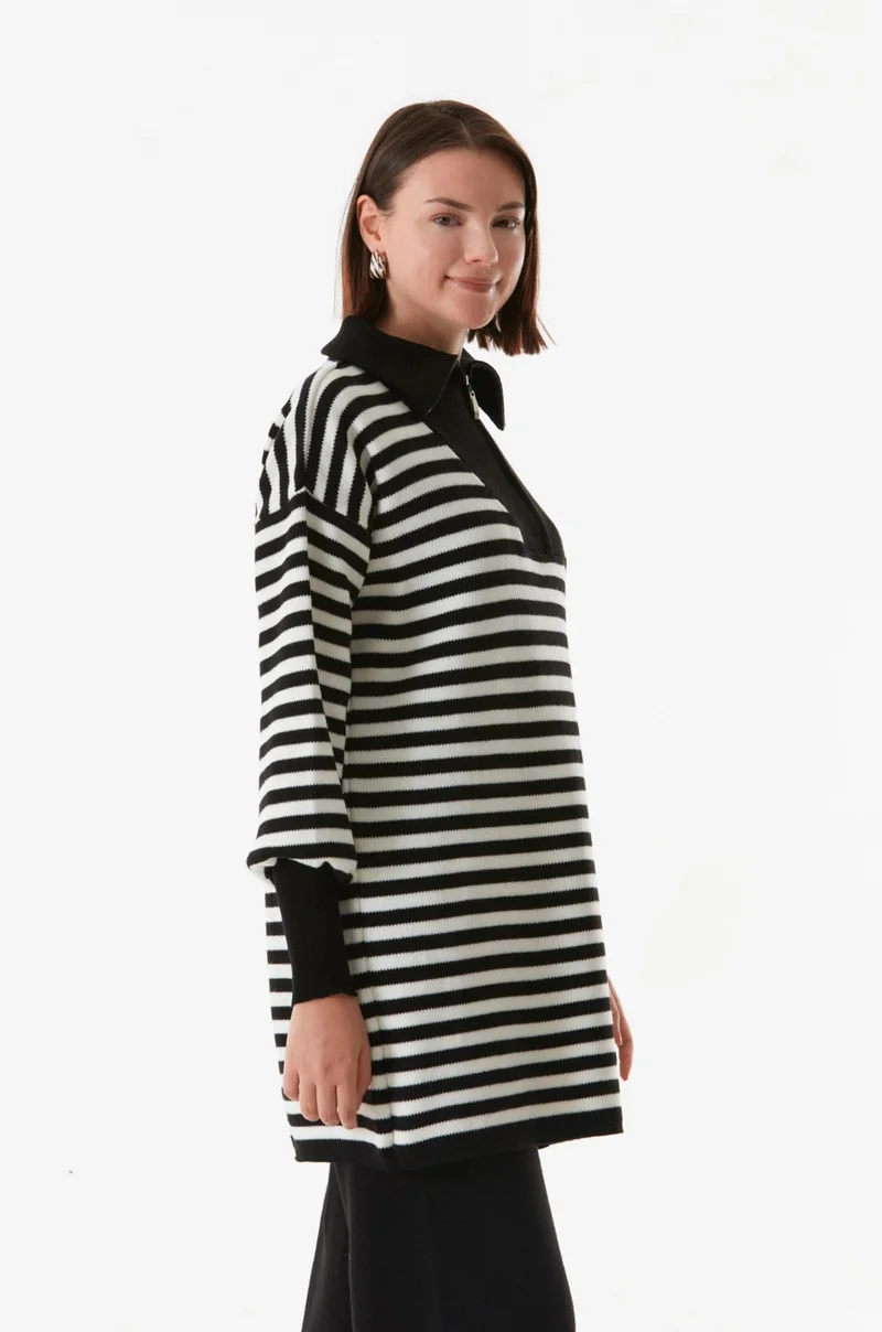 فولامودا Striped Half Zipper Knitwear Set