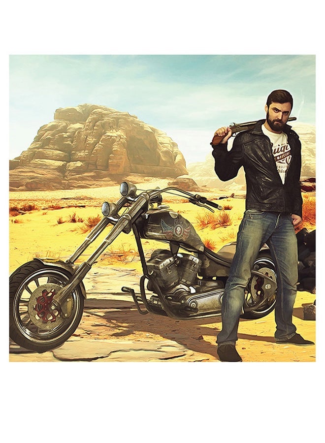 RYN Biker Themed Wall Art Yellow/Beige/Black 30x30cm - Image 2