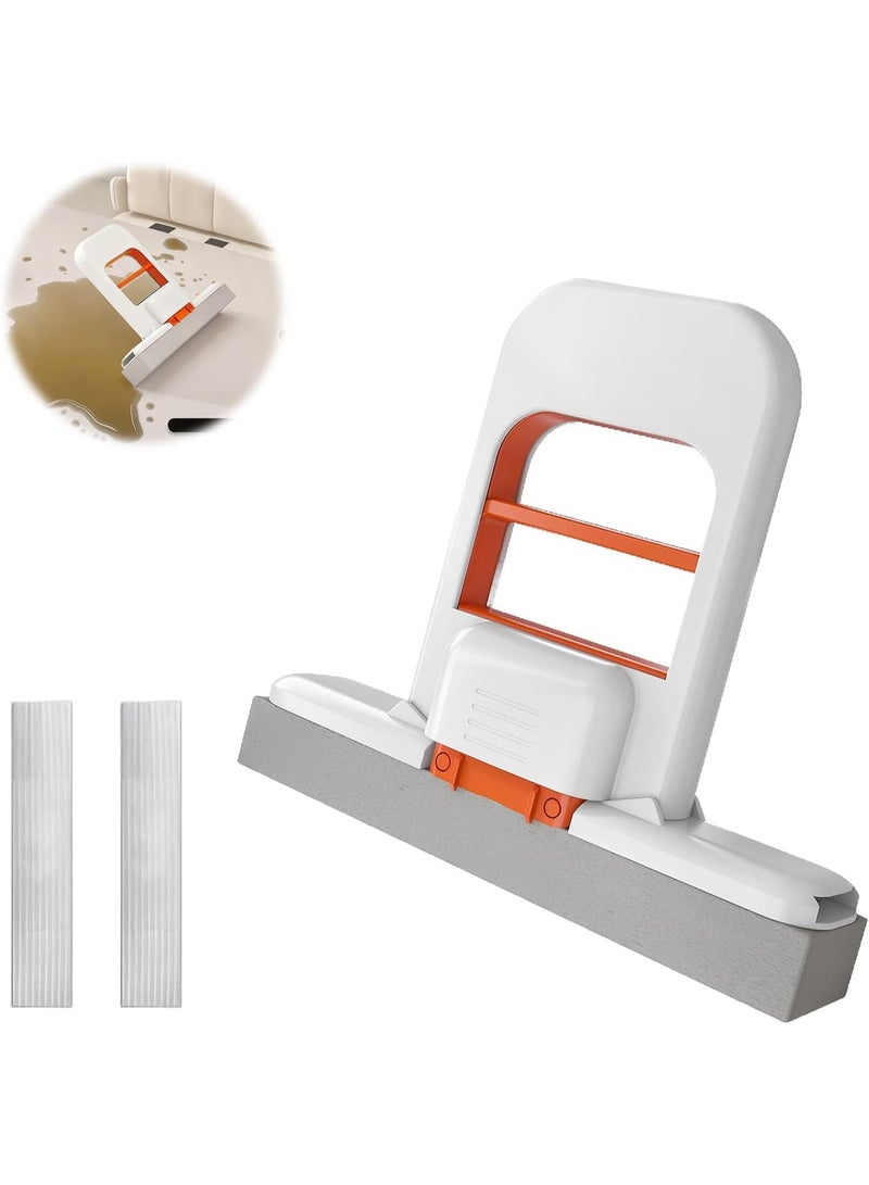 Mini Foldable Desktop Mop, Mini Sponge Hand Mop, Wet and Dry Use Cleaning System, Portable Self-Squeeze Small Swob for Kitchen Counter, Bathroom, Glass and Car (3 Sponge Head + 1 Squeeze Handle) - Image 1