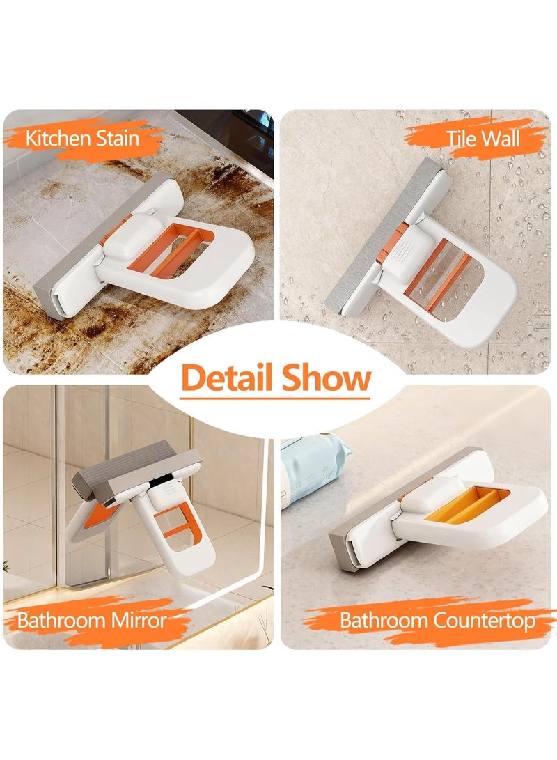 Mini Foldable Desktop Mop, Mini Sponge Hand Mop, Wet and Dry Use Cleaning System, Portable Self-Squeeze Small Swob for Kitchen Counter, Bathroom, Glass and Car (3 Sponge Head + 1 Squeeze Handle) - Image 3