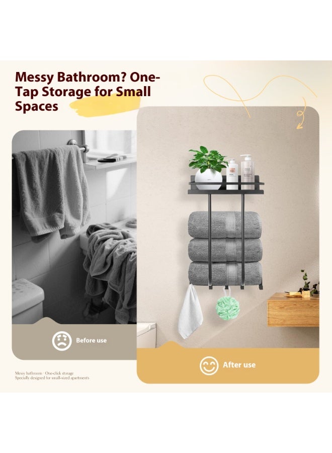 Towel Rack for Rolled Towels,Wall Mounted Metal Bathroom Organizer with Shelf. - Image 4