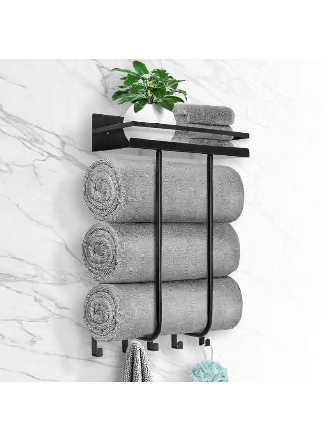 Towel Rack for Rolled Towels,Wall Mounted Metal Bathroom Organizer with Shelf. - Image 1