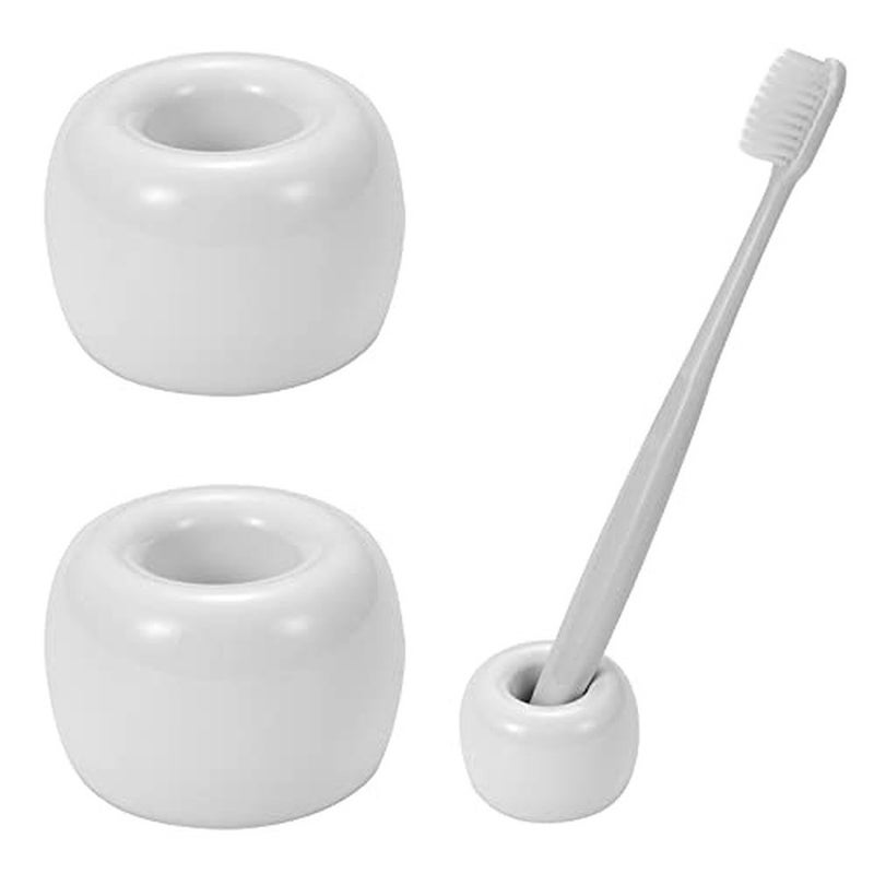 Levesica Mini Ceramic Couple Toothbrush Holder Hand-Made Bathroom Electric Toothbrush Head Holder - Image 1