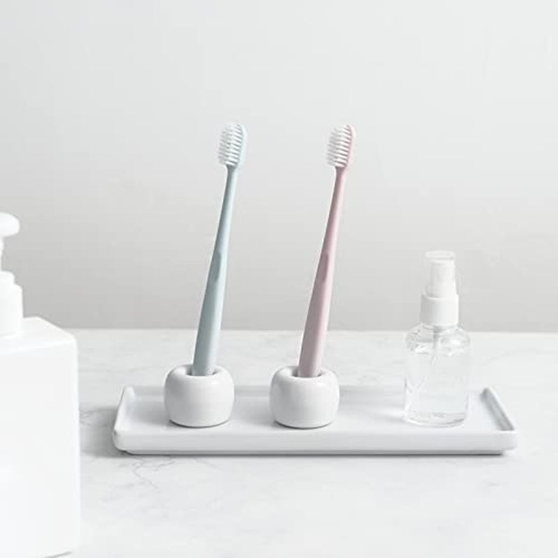 Levesica Mini Ceramic Couple Toothbrush Holder Hand-Made Bathroom Electric Toothbrush Head Holder - Image 3