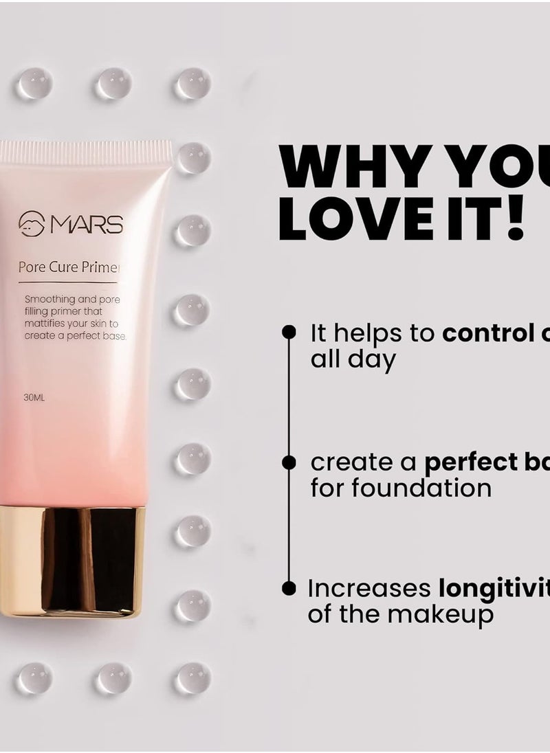 MARS Pore Cure Primer for Face Makeup Long Lasting Smooth Base with Oil Control