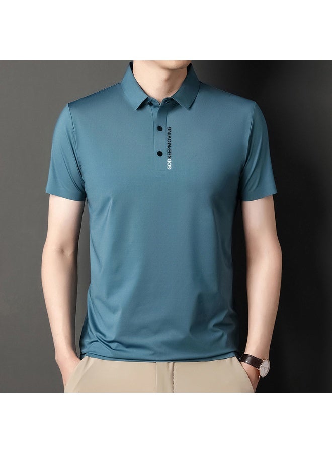 Casual Summer Straight Leg T-Shirt Short Sleeve Turn-down Collar Polo Shirt for Middle-aged Men Business Commuting - Image 1