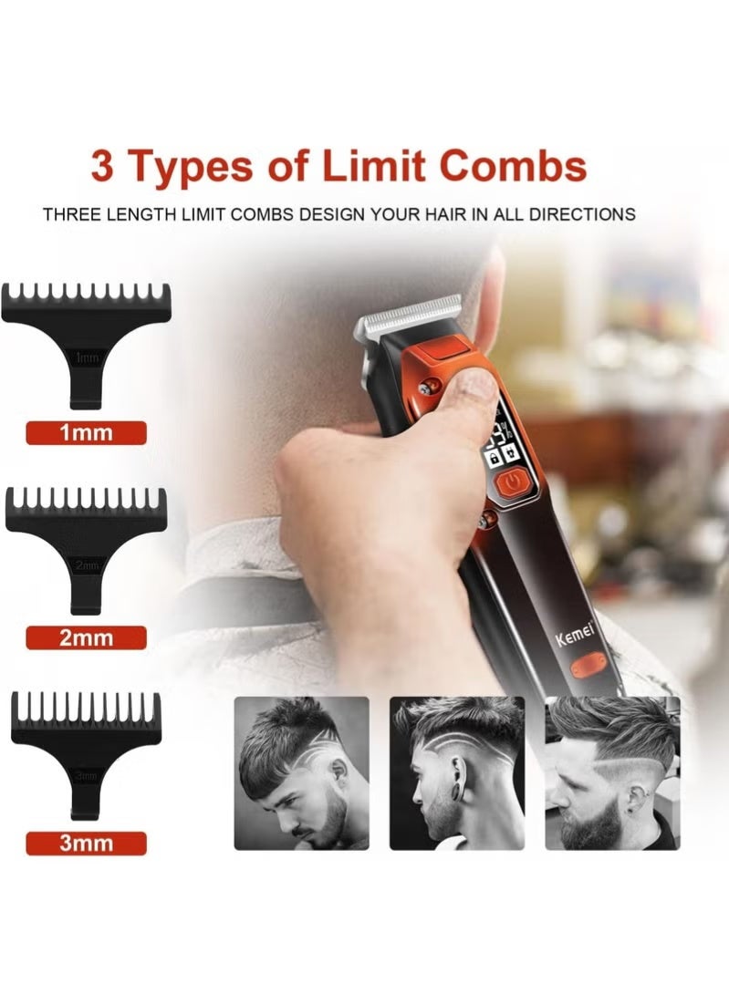 kemel Black Hair Clippers for Men, Cordless Clippers for Hair Cutting, Professional Barber Clippers, USB Rechargeable Wireless Haircut Clippers km-658 - Image 2