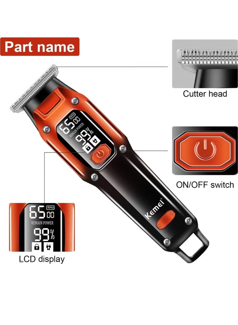 kemel Black Hair Clippers for Men, Cordless Clippers for Hair Cutting, Professional Barber Clippers, USB Rechargeable Wireless Haircut Clippers km-658 - Image 4
