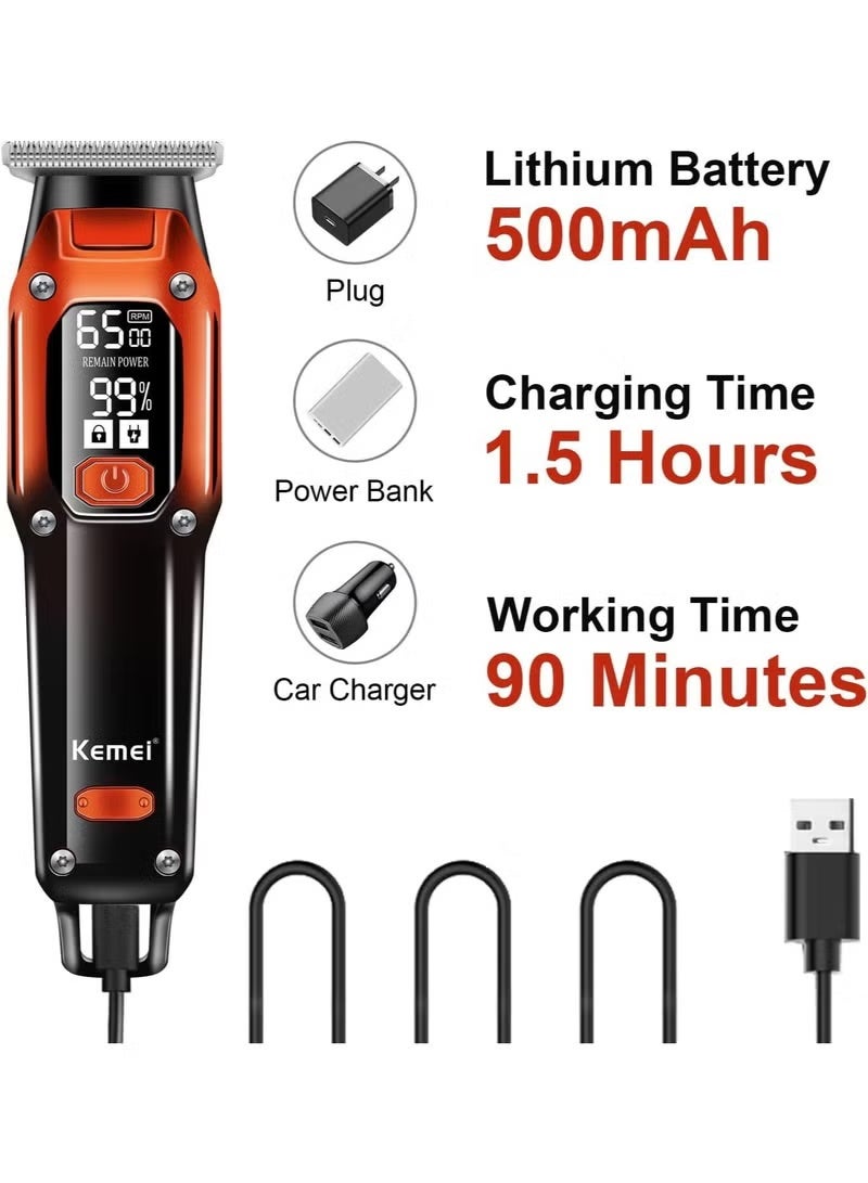 kemel Black Hair Clippers for Men, Cordless Clippers for Hair Cutting, Professional Barber Clippers, USB Rechargeable Wireless Haircut Clippers km-658 - Image 3