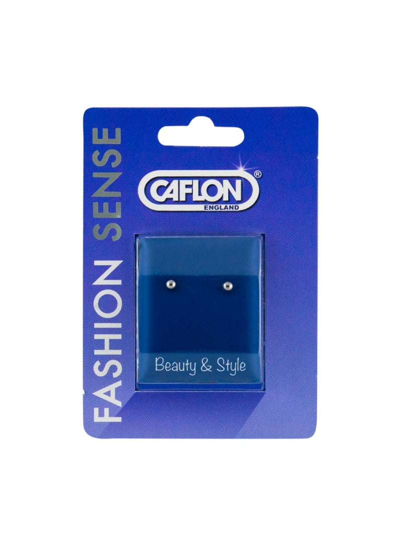 Caflon Fashion Sense White Stainless Ball Earring 3 Mm