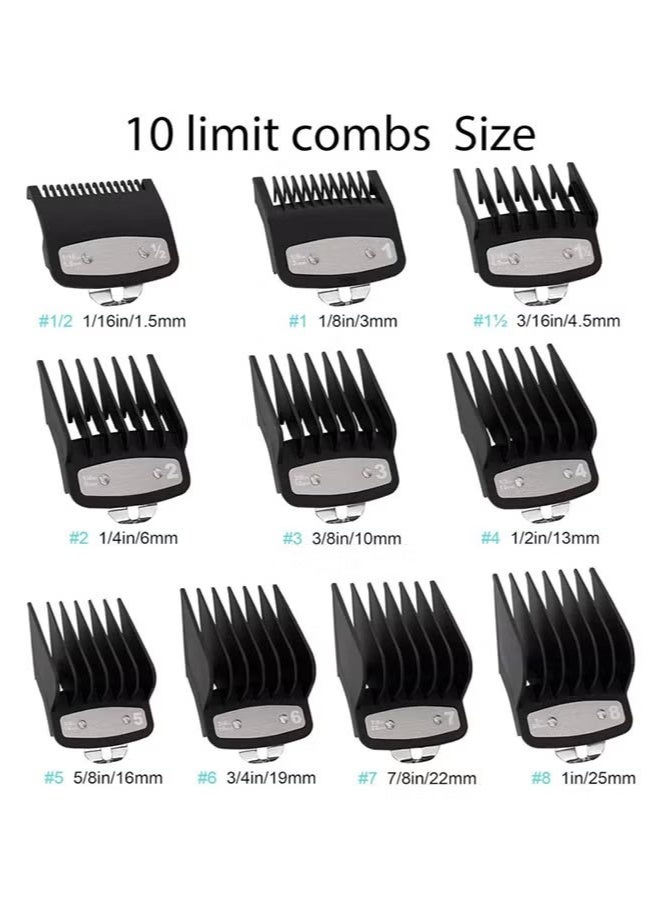 عبوة من 10 واقيات قص متوافقة مع ماكينة Wahl Clipper بمشبك معدني - من 1/16 بوصة إلى 1 بوصة (1.5-25 مم) - Image 5