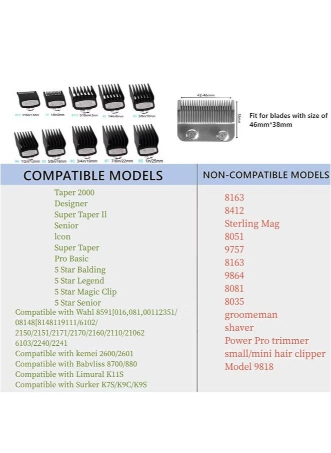 عبوة من 10 واقيات قص متوافقة مع ماكينة Wahl Clipper بمشبك معدني - من 1/16 بوصة إلى 1 بوصة (1.5-25 مم) - Image 3
