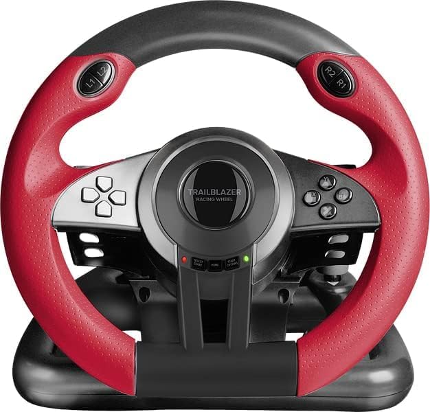 Speedlink TRAILBLAZER Racing Wheel for PlayStation® 3, PS4 and PC - ergonomic comfort, vibration effects, gear shifter and rapid-access shifter paddles, highly responsive pedal unit - Black [video game] - Image 2