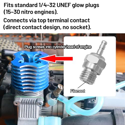 OGUNKE OGRC Nitro Glow Plug Igniter Starter Tools with Battery Charger for HSP Redcat and 1/8 1/10 Nitro Engine RC Car Buggy Truck Model - Image 5