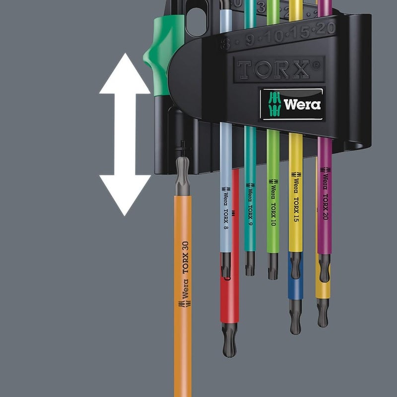 Wera 967 SPKL/9 Torx BO Multicolour Allen Key Set, BlackLaser, 9 Pieces, 05024335001 - Image 5