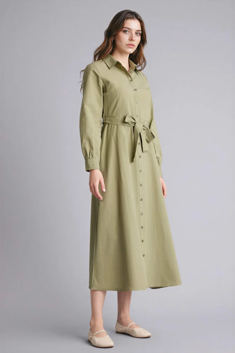 DeFacto Shirt Collar Poplin Dress