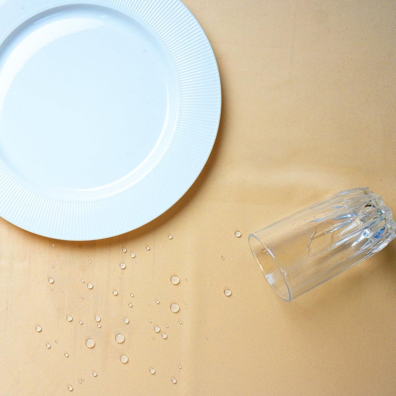 Encasa XO Dining Table Cover for 4 to 6 Seater | 140x180 cm | Water-Repellent Polyester Fabric Table Cloth | Beige Color | Machine Washable - Image 4