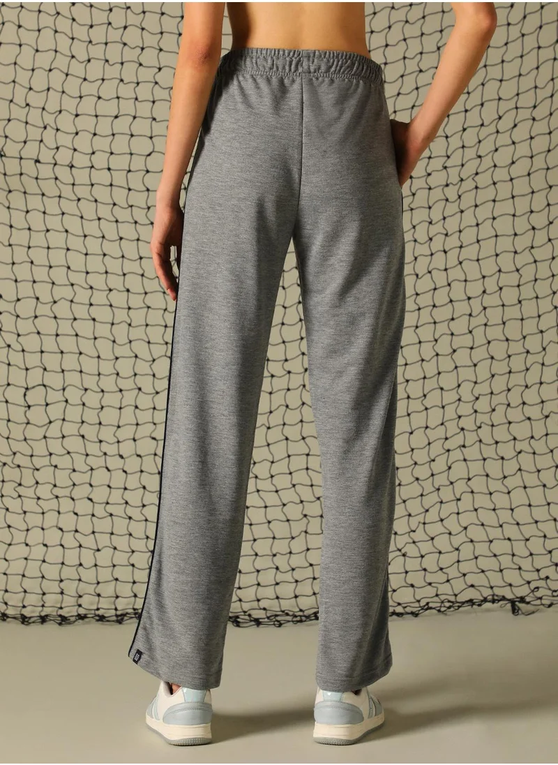 Hubberholme Women's Grey 100% Polyester Printed Full Length Casual Regular Fit Trouser