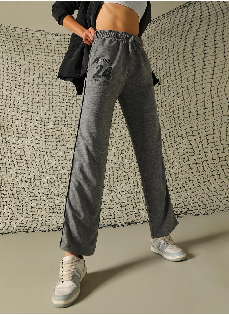 Hubberholme Women's Grey 100% Polyester Printed Full Length Casual Regular Fit Trouser