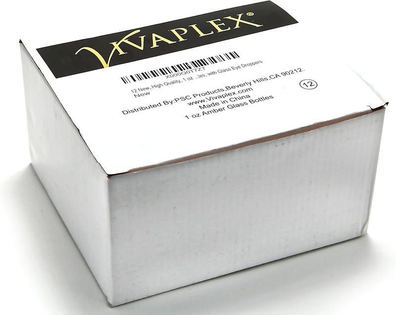 Vivaplex 12 Amber 1 oz Glass Bottles with Glass Eye Droppers - Image 2