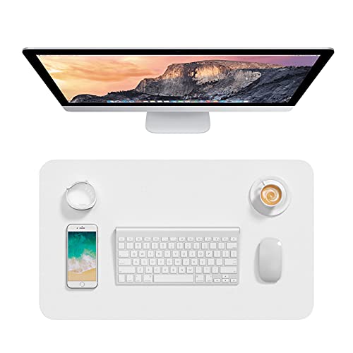 Hsurbtra Desk Pad, 48" x 17" PU Leather Desk Mat, XXXL Extended Mouse Pad, Waterproof Desktop Blotter Protector, Non-Slip Ultra Thin Large Laptop Keyboard Writing Mat for Office Home, White - Image 1