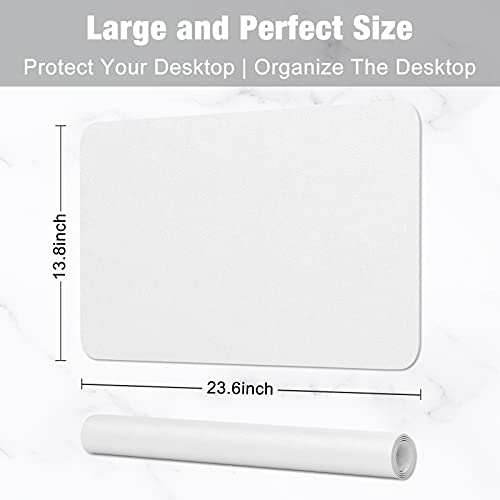 Hsurbtra Desk Pad, 48" x 17" PU Leather Desk Mat, XXXL Extended Mouse Pad, Waterproof Desktop Blotter Protector, Non-Slip Ultra Thin Large Laptop Keyboard Writing Mat for Office Home, White - Image 3