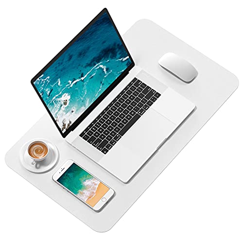 Hsurbtra Desk Pad, 48" x 17" PU Leather Desk Mat, XXXL Extended Mouse Pad, Waterproof Desktop Blotter Protector, Non-Slip Ultra Thin Large Laptop Keyboard Writing Mat for Office Home, White - Image 2