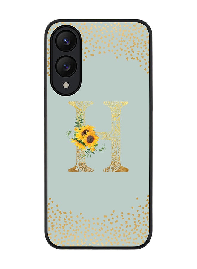 Stylizedd For Samsung Galaxy S25 Edge Case,Slim fit Camera Protection, Shockproof Thin Phone cover  - Custom Floral Monogram - H  (Light Grey )