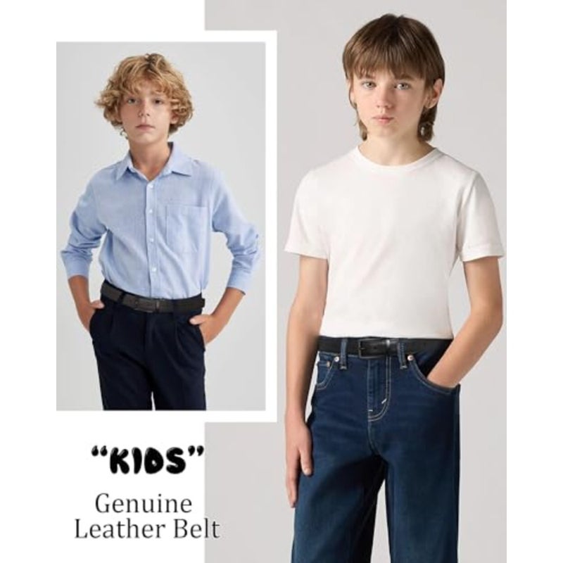 AWAYTR Boys Genuine Leather Belt - Reversible Black and Brown Leather Belt for Casual Jeans - Image 3