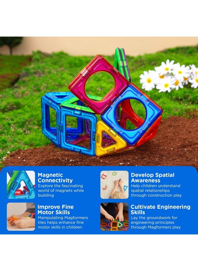 Magformers MAGFORMERS Basic Plus 14Piece, Rainbow Colors, Educational Magnetic Geometric Shapes Tiles Building STEM Toy Set Ages 3+  - Image 3