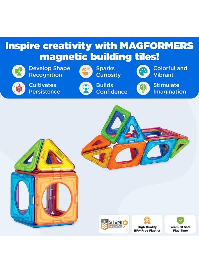 Magformers MAGFORMERS Basic Plus 14Piece, Rainbow Colors, Educational Magnetic Geometric Shapes Tiles Building STEM Toy Set Ages 3+  - Image 2