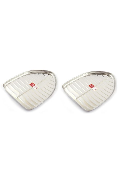 KCL Stainless Steel Leaf Shaped Banana PlatesDinner PlatesLunch Plates 2 Unit Diameter 235 Cms No 0 2