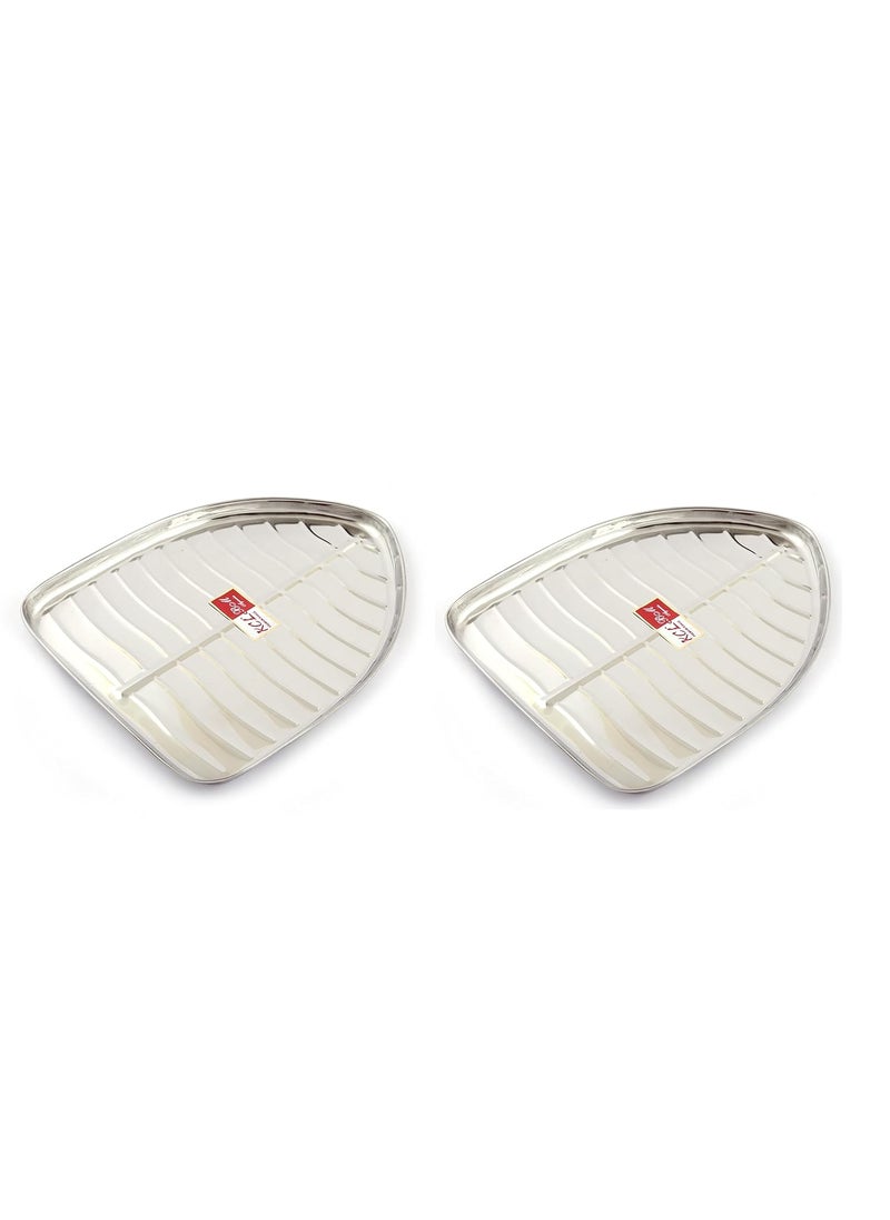 KCL KCL Stainless Steel Leaf Shaped Banana PlatesDinner PlatesLunch Plates 2 Unit Diameter 235 Cms No 0 2  - Image 1