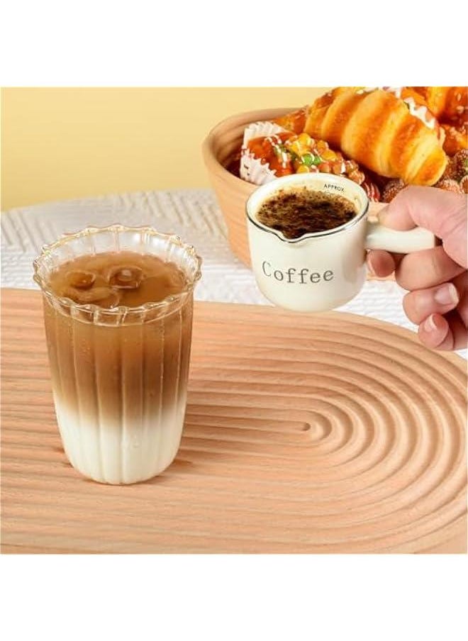 Espresso Measuring Cup, Ceramic Pitcher Milk Mug, Espresso Cups with Handle, Espresso Shot with V-Shaped Mouth, Accessories Milk Frothing Pitcher (1 Beige)