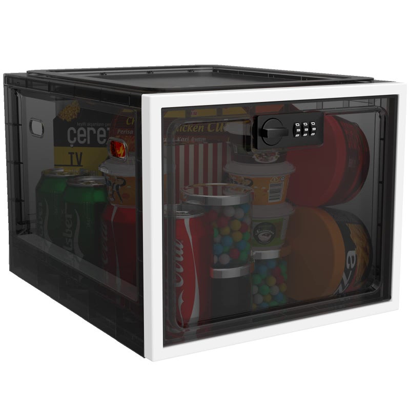 iBune Large Lock Box for Medication Medicine Lock Box Lockable Storage Box Medicine Box with Lock Fridge Snack Locker Food Phone Lock Boxes for Personal Items Black