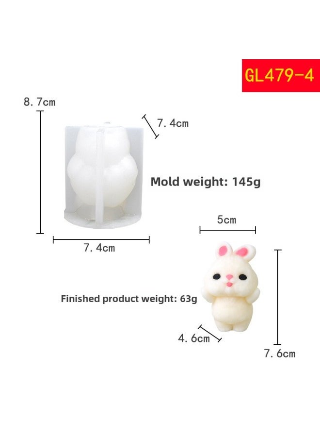 Generic Cute Rabbit Series Silicone Mold DIY Candle Aromatherapy Mold Gypsum Stones Ornaments-Specifications:GL479-4-Color:White 