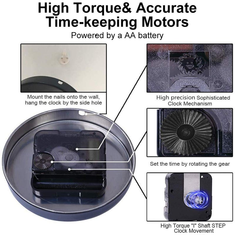 EMOON 2 Pair Hands 3D Clock Movement DIY Large Wall Clock Quartz Clock Mechanism for Home Art Decor (Black) (Black-Gold) - Image 4