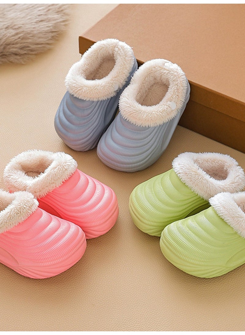 ويني بي نعال شتوي لجميع الأعمار مع بطانة فاني جيب، دافئ ومريح، سهل الارتداء والخلع، قابل للغسل في الغسالة، مضاد للانزلاق، أحذية داخلية للفتى الصغار/الأطفال الصغار - Image 3