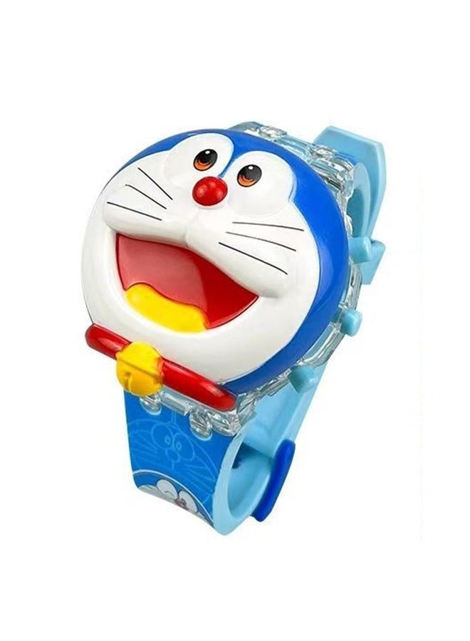 Doraemon Cartoon Children's Watch, Children's Watch Toy with Light Effect, Kids Electronic Watch with Music, Flip-top Cartoon Watch for Kids - Image 1