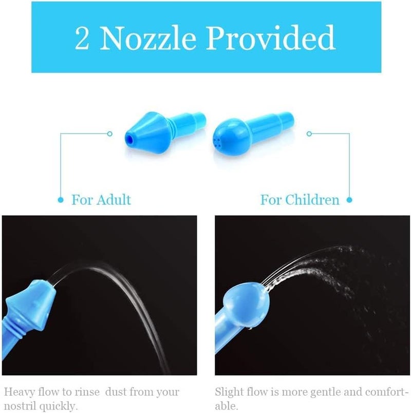 waterpulse وعاء نتّي ووتر بولس لغسل الجيوب الأنفية زجاجة غسل الأنف زجاجة غسل الجيوب الأنفية منظف ضغط الري وعاء نتّي مع ملصق ترمومتر للبالغين والأطفال 300 مل مع 30 عبوة ملح لغسل الأنف زرقاء - Image 4