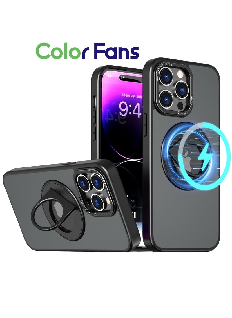 Color Fans - Magnetic Suction Phone Case for Apple iPhone 13 Pro Max with Ring Bracket Shell Black for iPhone 12 Pro Max Case - Image 1