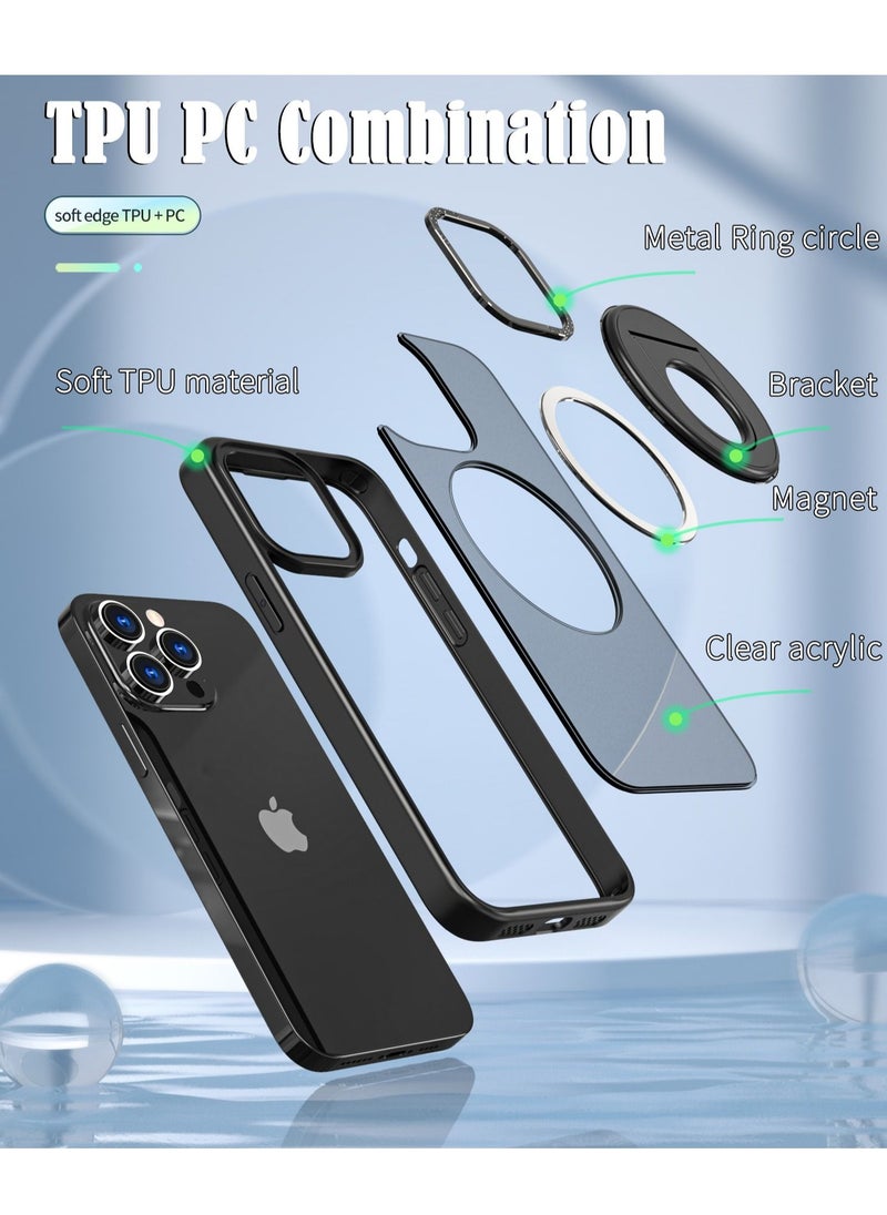 Color Fans - Magnetic Suction Phone Case for Apple iPhone 13 Pro Max with Ring Bracket Shell Black for iPhone 12 Pro Max Case - Image 1