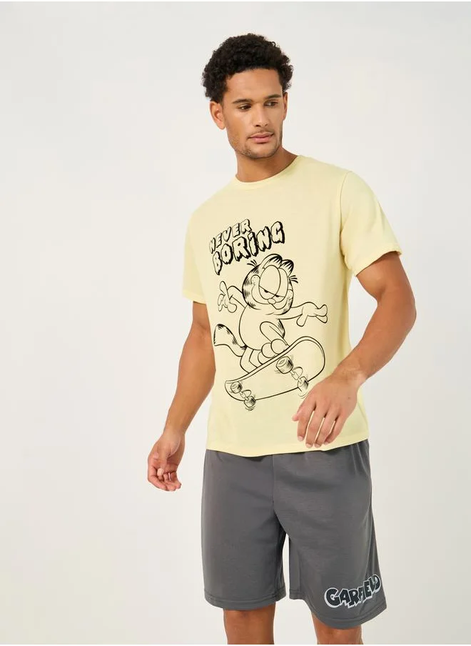 Styli Garfield Graphic Print T-Shirt and Shorts Set